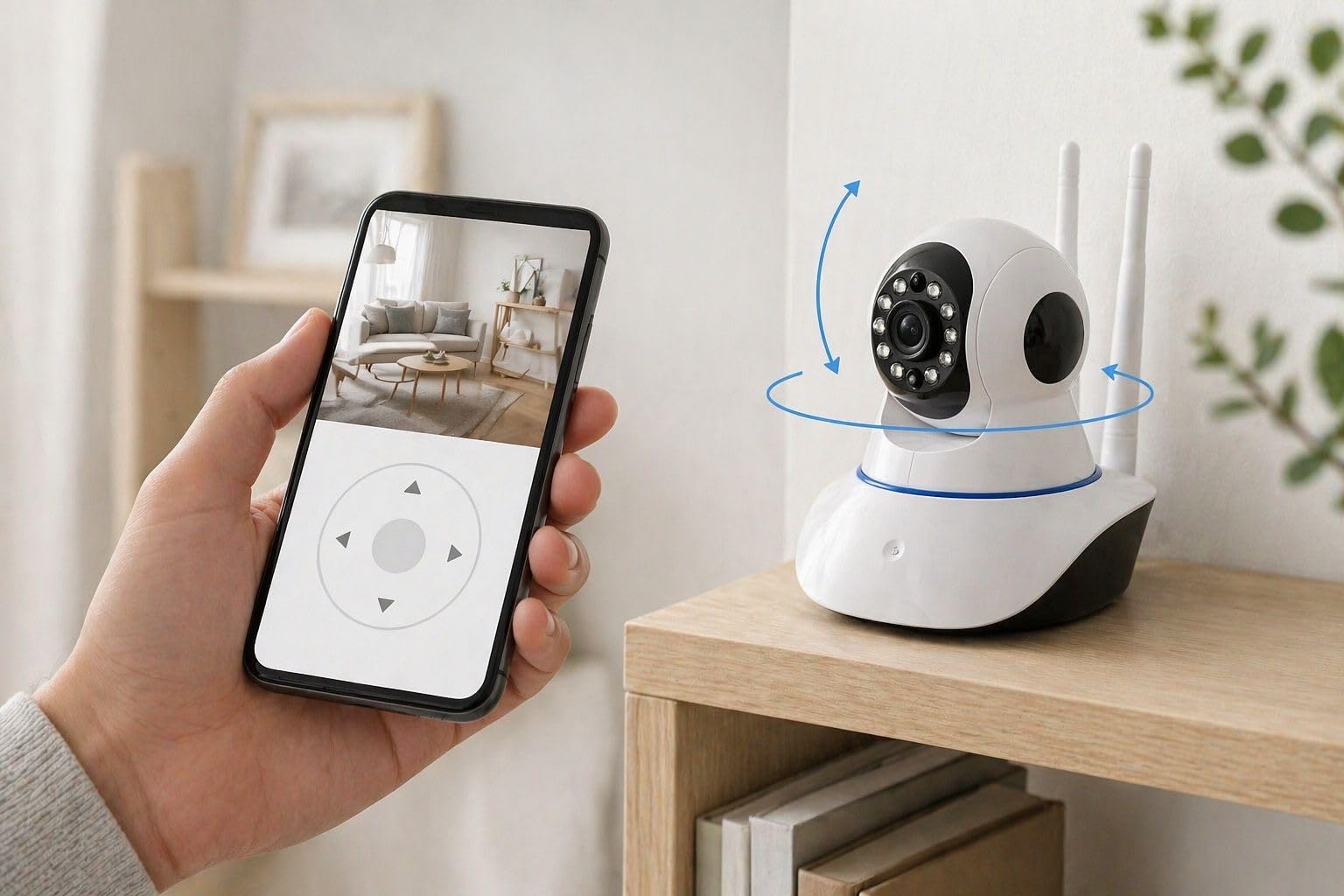 Telecamera WiFi Interna 1080P Con Visione Notturna IR, Audio Bidirezionale, Rilevamento Movimento E App Per Smartphone