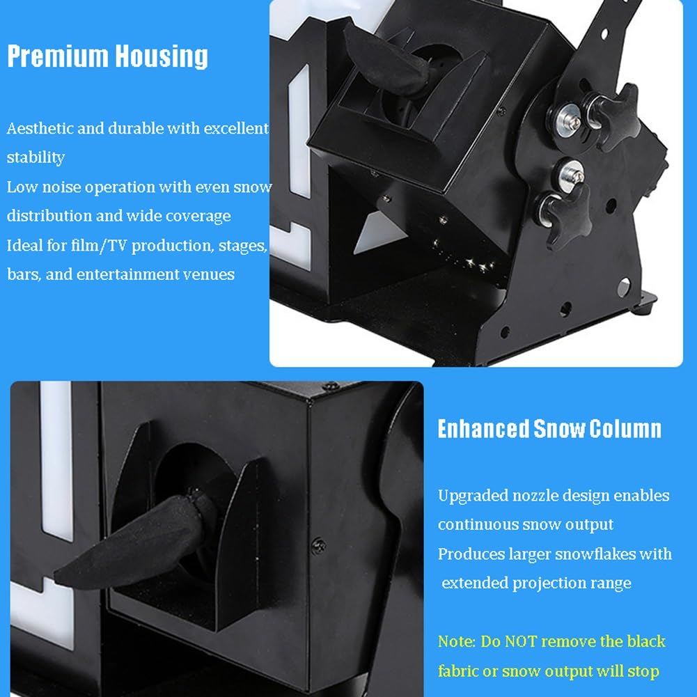 Macchina per inneve, professionale, 1000 W/1500 W, con telecomando, per eventi interni ed esterni, palcoscenico, DJ, Natale, matrimoni