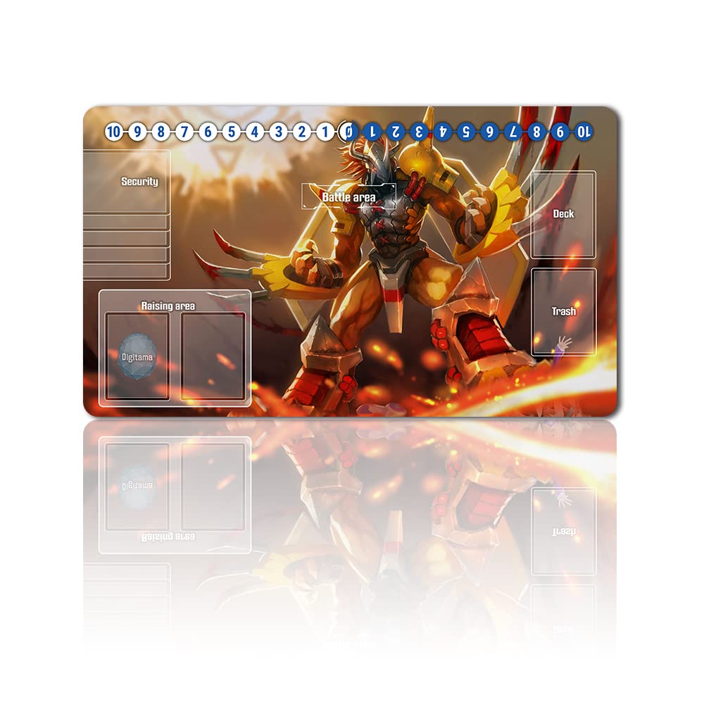 Four leaves Digimon Board Game Play Mats with Bag, TCG Card Game Table Mat Size 60 x 35 cm Mouse Pad-compatible with MTG TCG Digimon with Card Zones (692915), 20220823