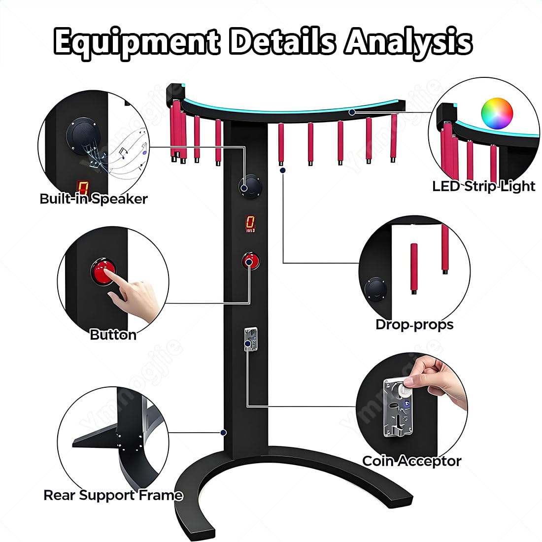 Máquina Recreativa Arcade Juego Palos para Entrenamiento Coordinación Ojo Mano Y Reflejos,Incluye Tres Modos Juego,Ideal para Fiestas,Eventos,Carnavales Y Bares