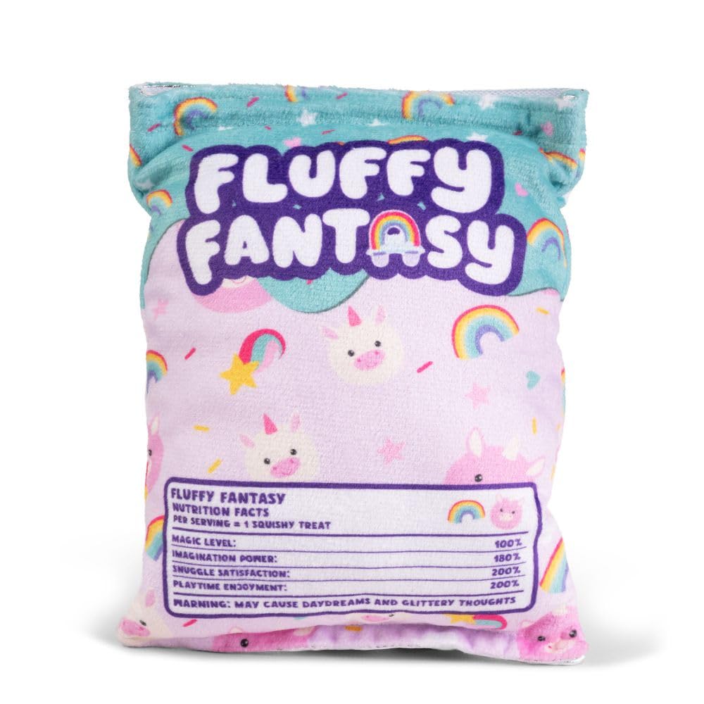 Keycraft Fluffy Fantasy Squishy - Tęcze i jednorożce Pluszowe przekąski | Sensorialna pluszowa poduszka | Miękka torba | Kreatywna zabawka Prezent dla dzieci i młodzieży