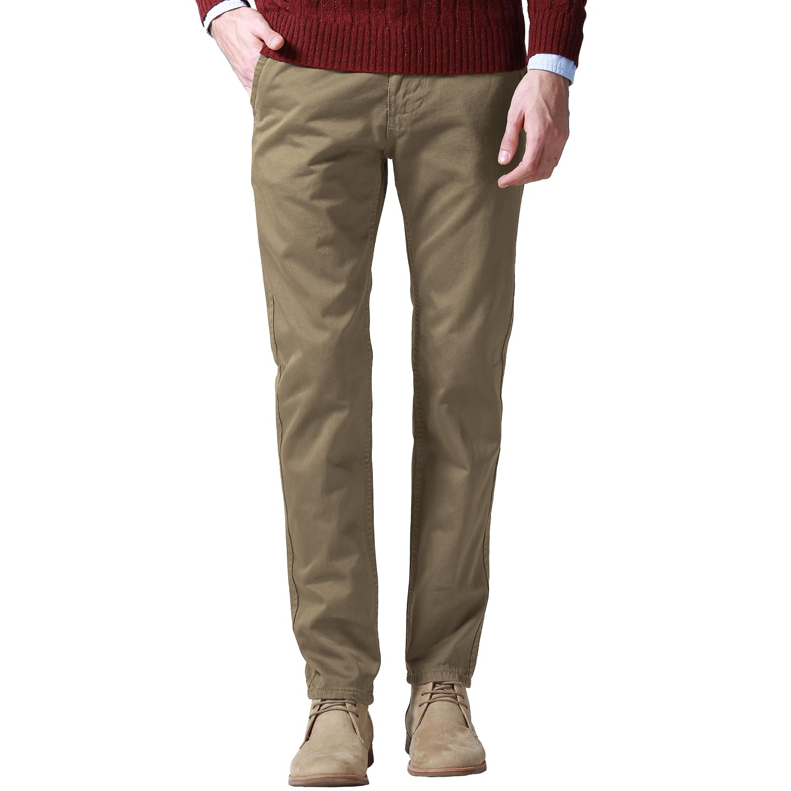 Match Mens Regular-Fit Casual Flat Front Chino Pants