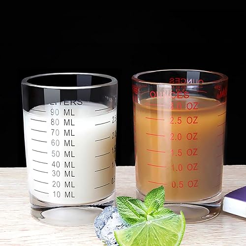 Miniatura 8 de Taza medidora de vidrio de chupito, 3 onzas3.0 fl oz, 2 unidades (rojo, 3.0 fl oz, 2 unidades)