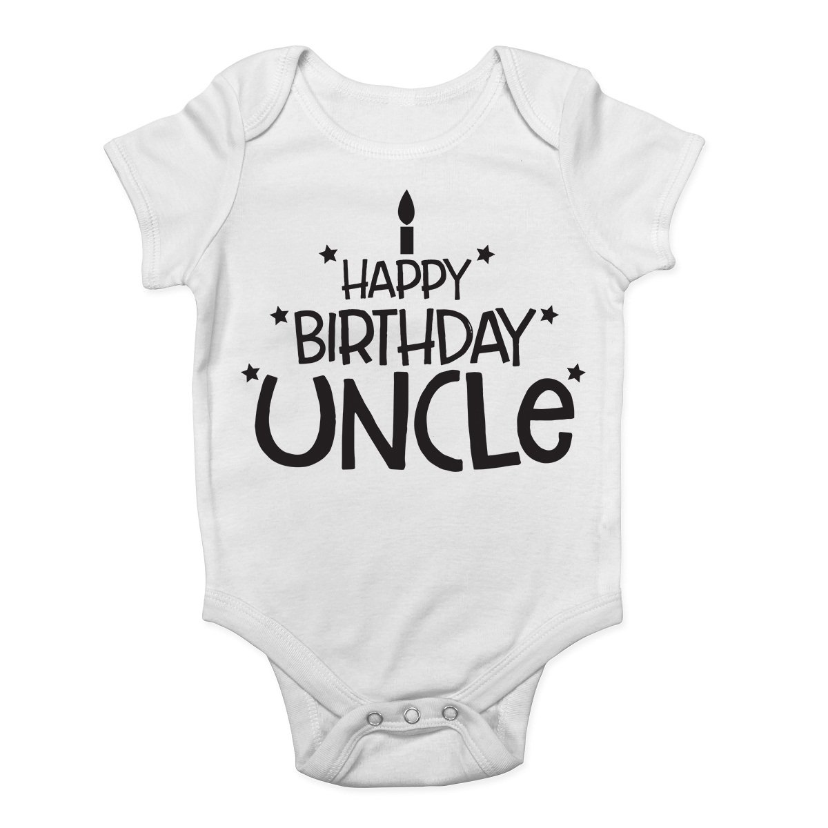 Shopagift Boys White Happy Birthday Uncle Cute And Girls Baby Vest Bodysuit