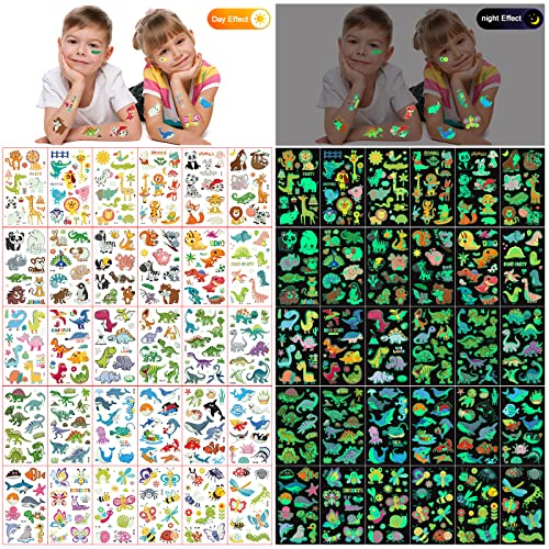 Tattoo Kinder Mädchen Jungen,30 Blätter(400)Leuchttattoos Kinder,Kinder Tattoo Hautfreundlich,Sticker Kindertattoos,Glitter Temporäre Tattoos Aufkleber für Mitgebsel Kindergeburtstag Gastgeschenke