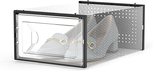 Miniatura 10 de Kuject Paquete de 15 cajas de almacenamiento de zapatos, organizador de zapatos apilable de plástico transparente grande para armario, conecta cajas