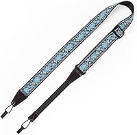 Vista 7 de Eyeshot Ukulele Strap No Drill, Adjustable Double J Hook Clip on Uke Shoulder Strap, Hawaiian Jacquard Blue Flower Hands Free Ukelele Strap, Easy to