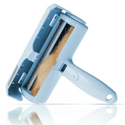 ORDORA Pet Hair Remover for Furniture/Bed, Reusable Dog Hair Remover Roller for Dog & Cat, Self-Cleaning, No Adhesive or Sticky Tape Needed, Perfect Fur Remover for Couch (Blue) - B:blue