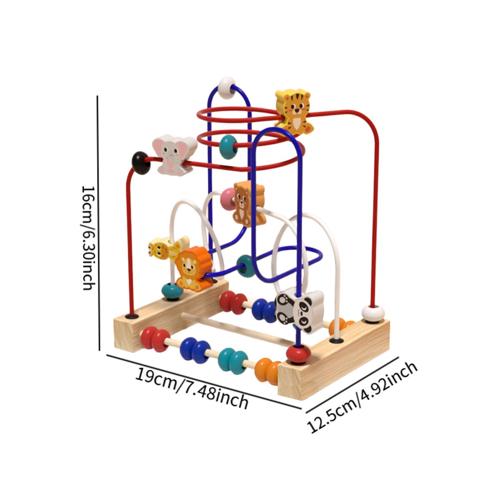 Colcolo Laberinto de Cuentas de Madera, Juguete para Cuentas, Habilidades motoras Finas, Forma y Color, Desarrollo cognitivo para niños y niñas, Regalo, Animales