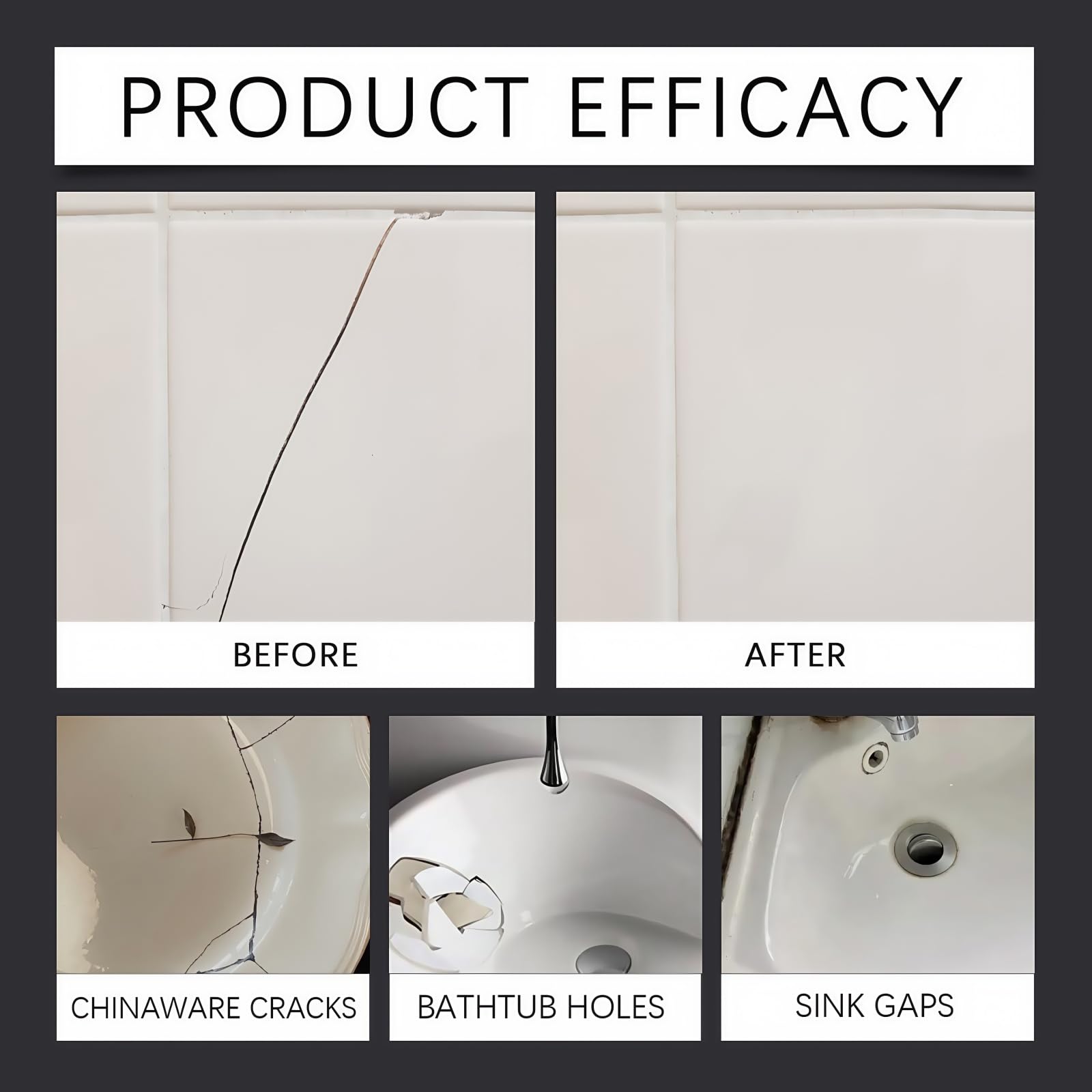 Ceramic Tile Repair Kit,Ceramic Tile Small Hole Repair,Waterproof Bath Enamel Repair Kit for Porcelain Fiberglass Ceramic Acrylic,Crack Hole Scratches Repair Paste,Tile Repair,Enamel Bath Chip Repair - Image 2