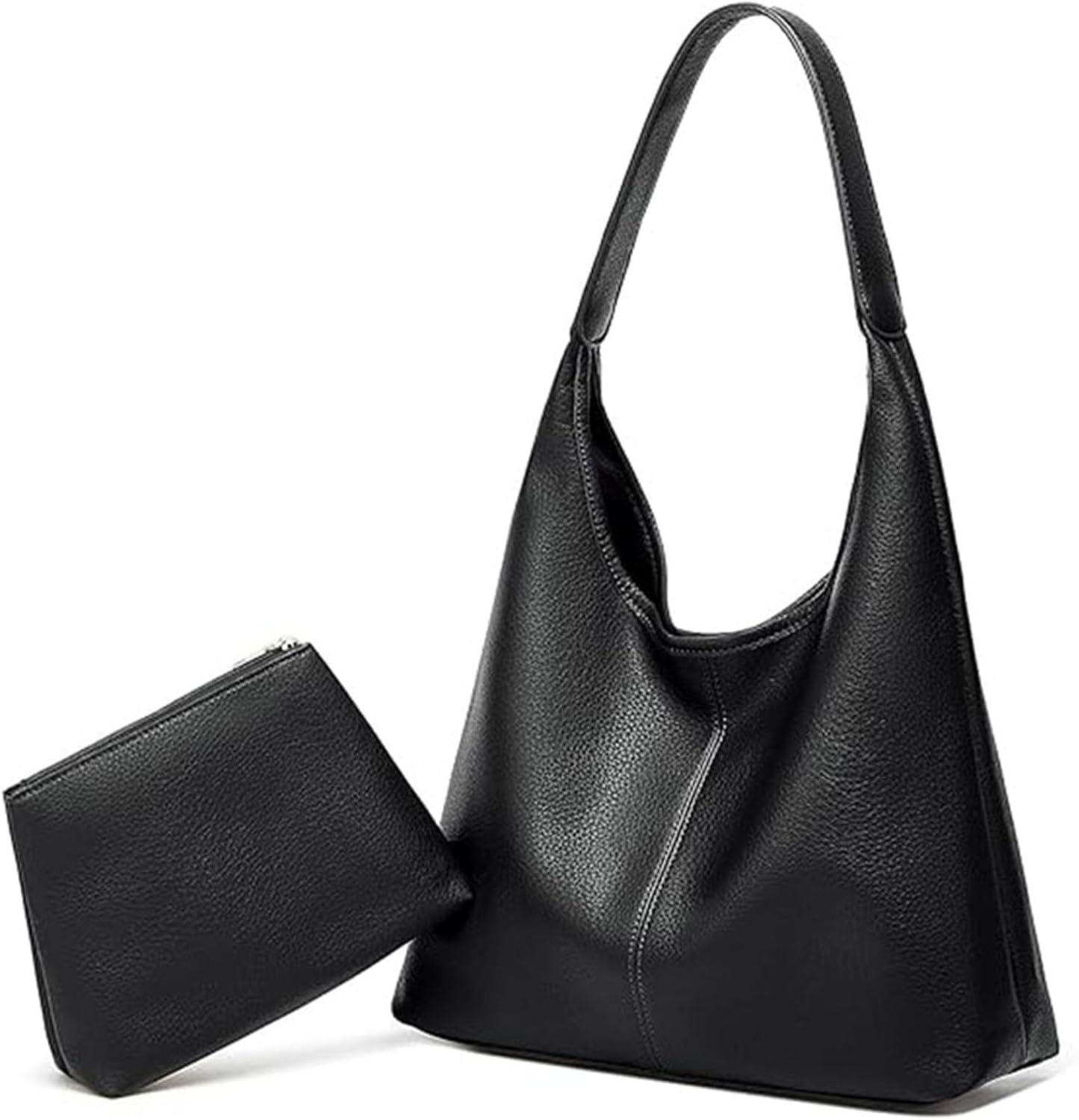 Haiwill dameshandtas, tote bag, groot, shopper, tas met ritssluiting, dames, lederen hobo-tas, schoudertas, 2-delige set voor werk, school, winkelen, koffie, Large