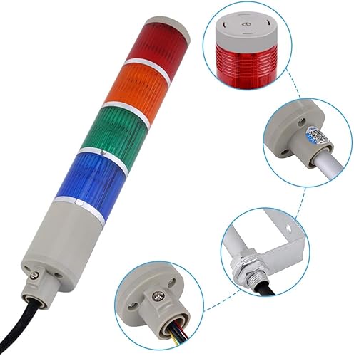 Miniatura 9 de Luces LED Andon para torre, kit de estación de luz súper brillante de 4 pilas, luz de torre de advertencia de señal industrial, lámpara de columna