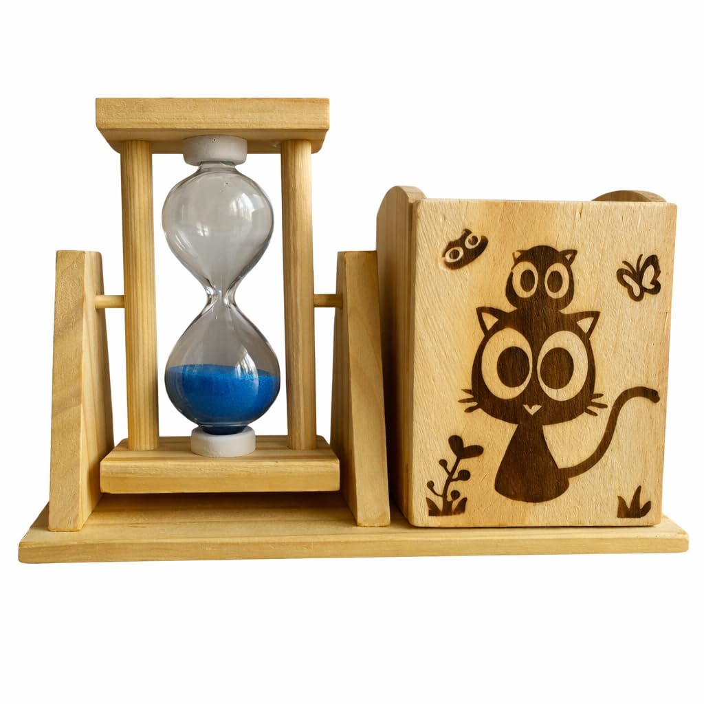 Handcrafted Wooden Toy – Durable Eco-Friendly Play Set for Young Kids- Pen Stand and Timer-image-14