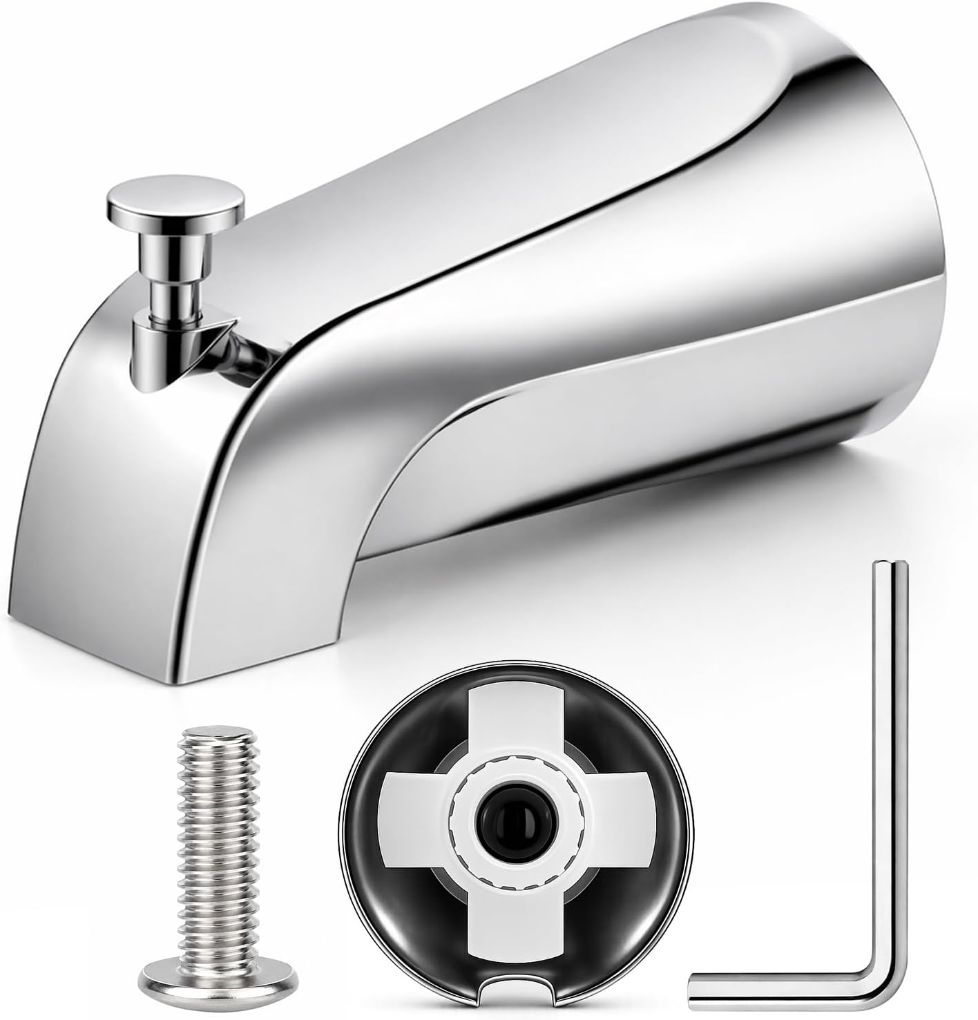 Bathtub Faucet Set Slip-Fit Tub Spout for 1/2-Inch Copper Pipe | Equipped with Pull-up Diverter Rust-Proof Zinc Alloy Construction, Corrosion Resistant (Silver)