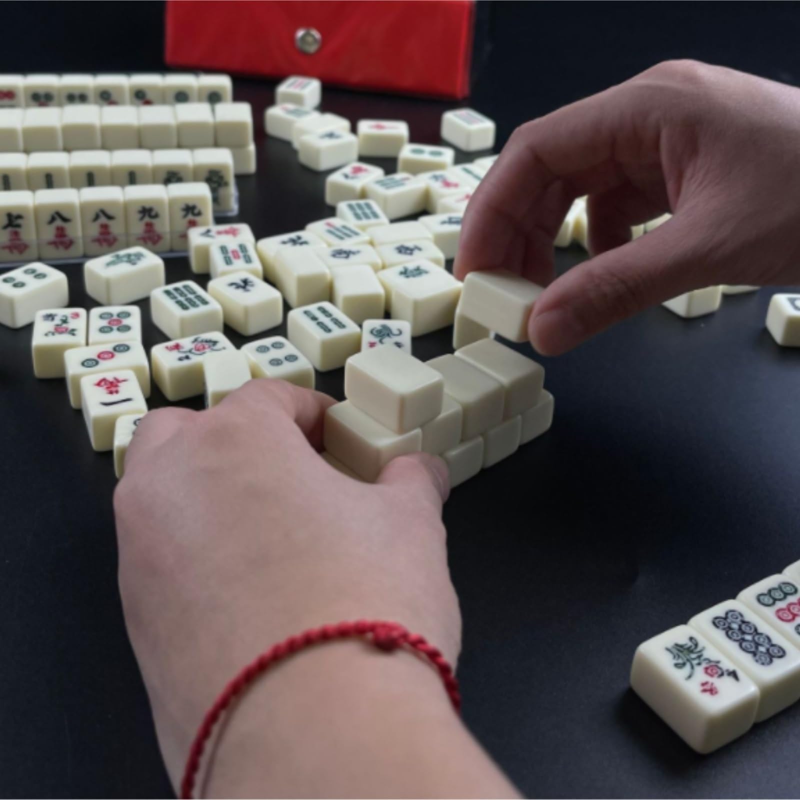 Chinesisches Mahjong MahJongg-Fliesen-Set, Chinesisches Mahjong-Set for Zuhause, Traditionelle Chinesische Version, Mahjong-Spielset Mit Box Für Familie Reise Spiel