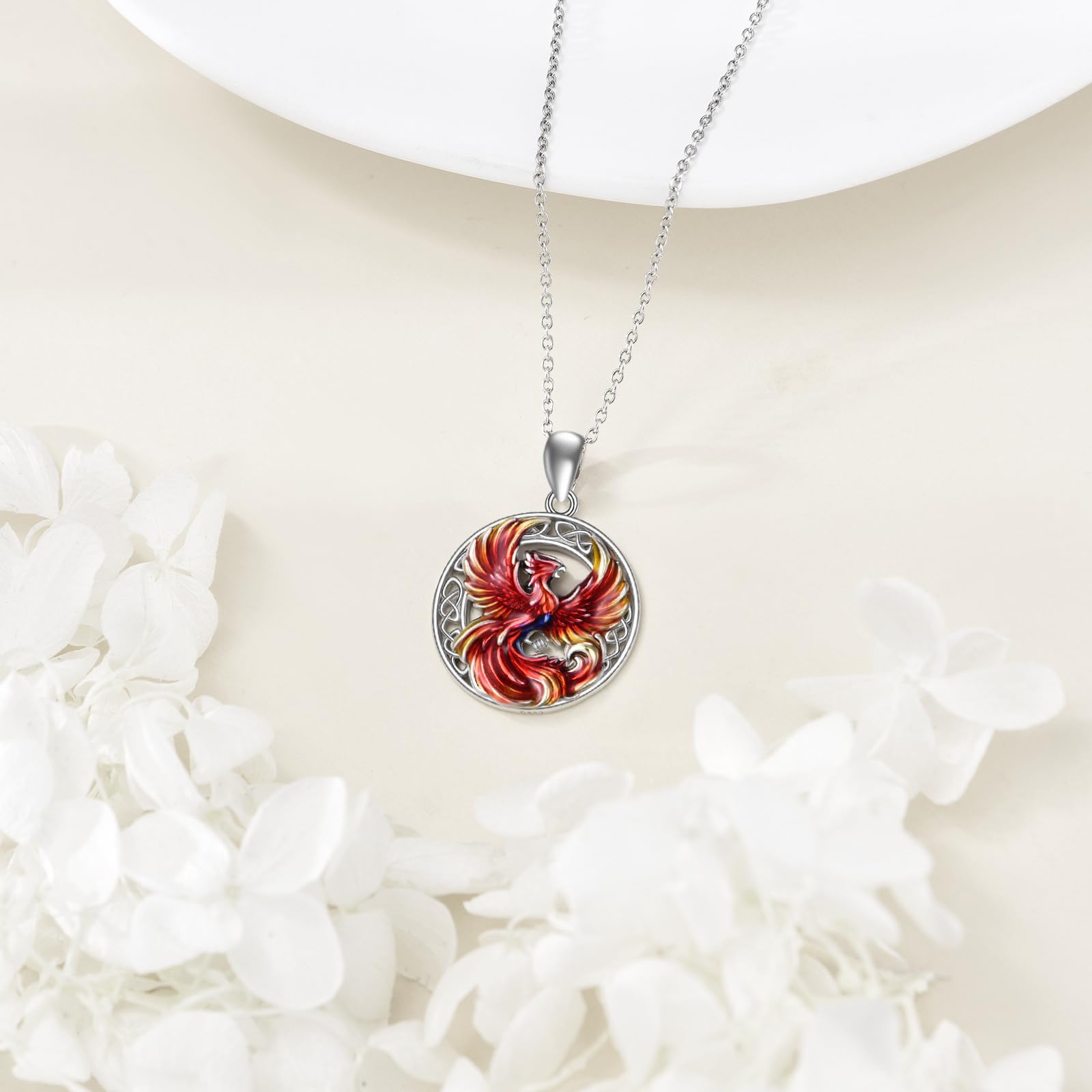 KZX Phoenix Halskette 925 Sterling Silber Keltische Phoenix Anhänger Halskette Phoenix Schmuck Geschenke für Frauen