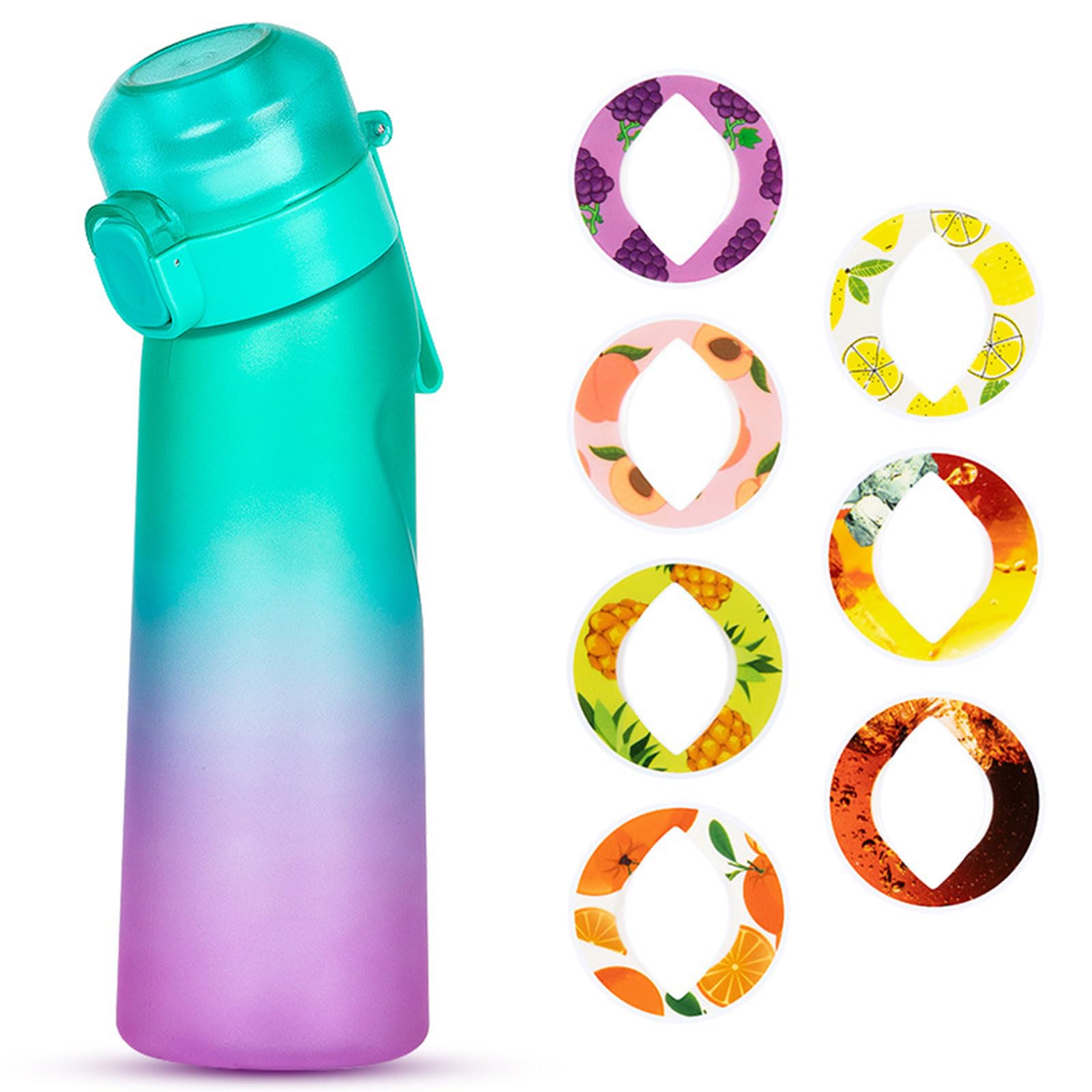 Botella con sabor, botella de agua de aire, botella de 650 ml con 7 cápsulas, botella de agua y agua con sabor, juego de botellas de agua con sabor (B)