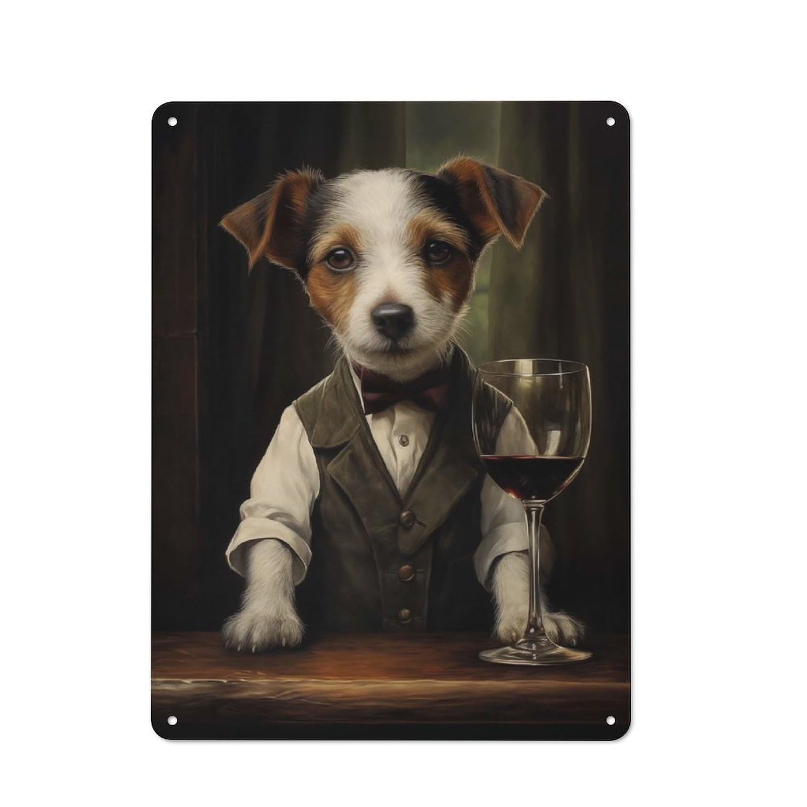 Dog X Wine Vintage Tin Sign 40x30cm for Garden Room Or Summerhouse, A Housewarming Gift for Outdoor-room Decor Collectors