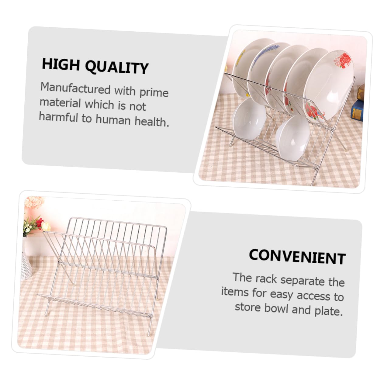 BESTOYARD Porte-Assiettes en Acier Inoxydable, Support de Drainage Cuisine, Rangement Simple et Stable pour Assiettes et Casseroles Lourdes, Argenté