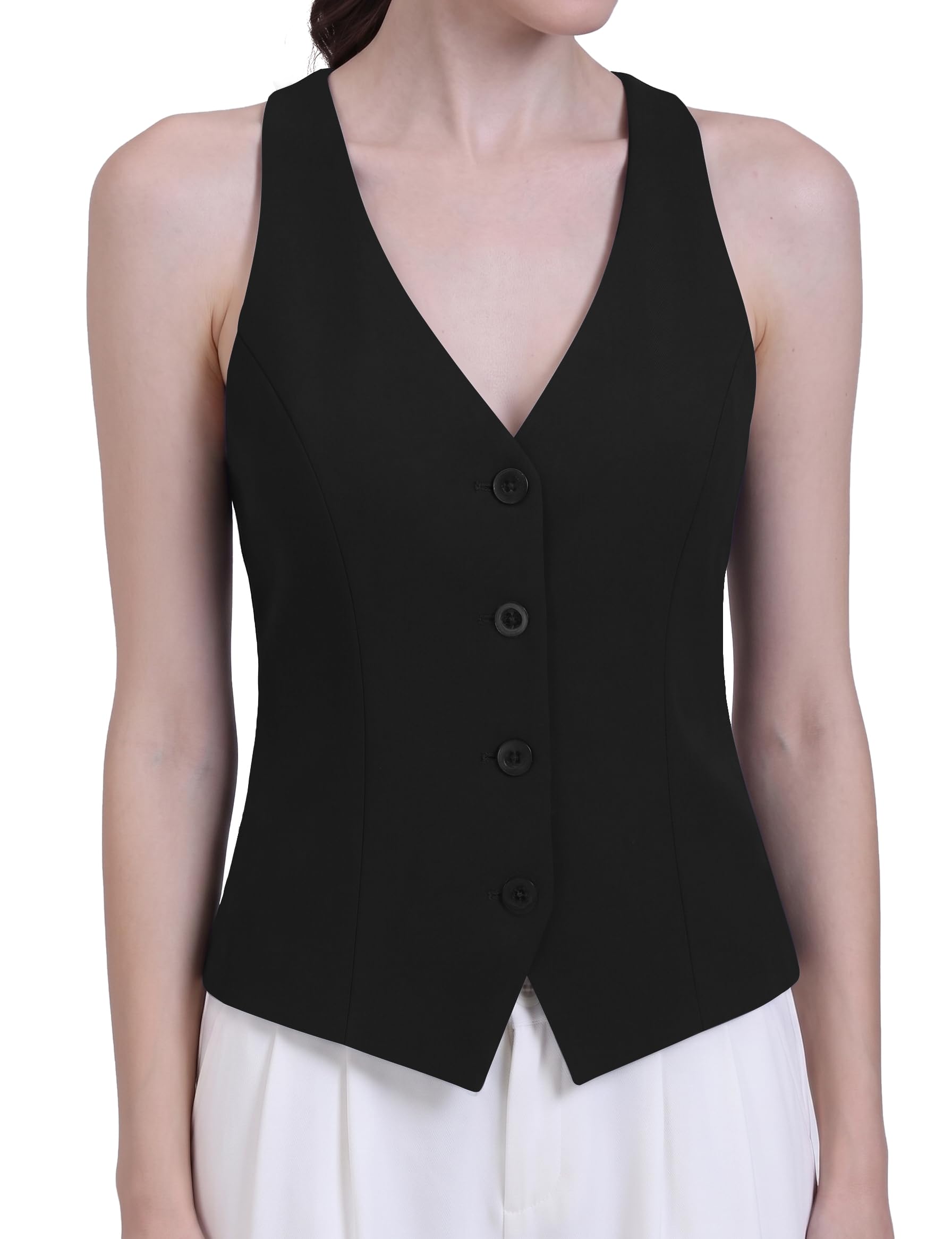 CFRTMTBB Vest for Women V Neck Racerback Button Up Slim Fitted Fashion Vest Tops Suit Waistcoats