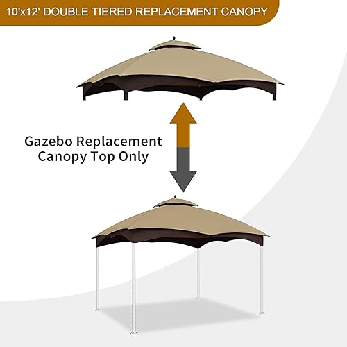 Miniatura 3 de CoastShade Toldo de repuesto para patio de 10 x 12 pulgadas para glorieta de Lowe's Allen Roth de 10 x 12 pulgadas (caqui