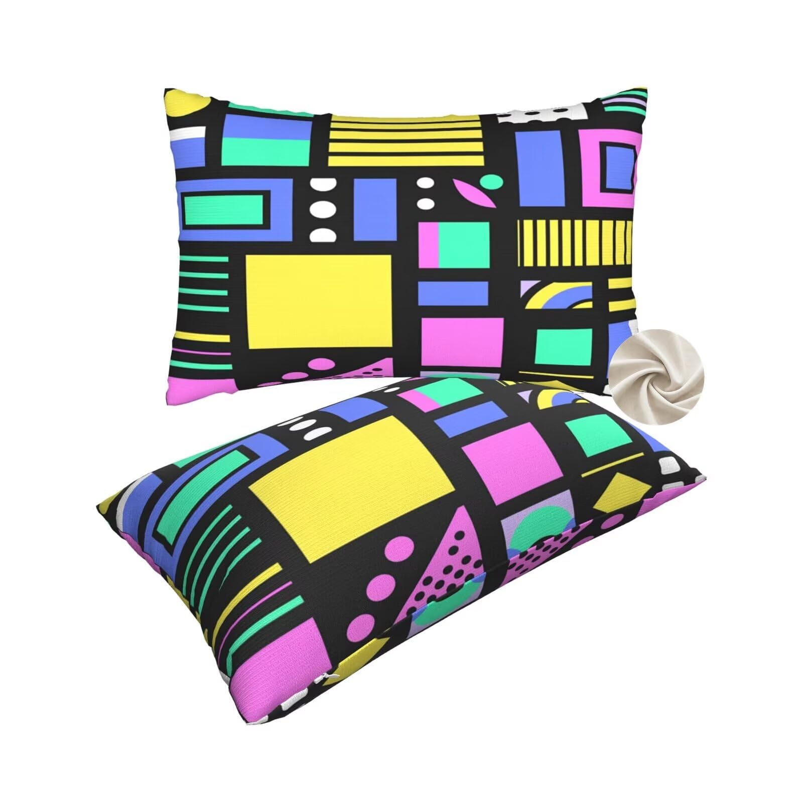 Housses de coussin 60x90 cm lot de 2 style vintage géométrique