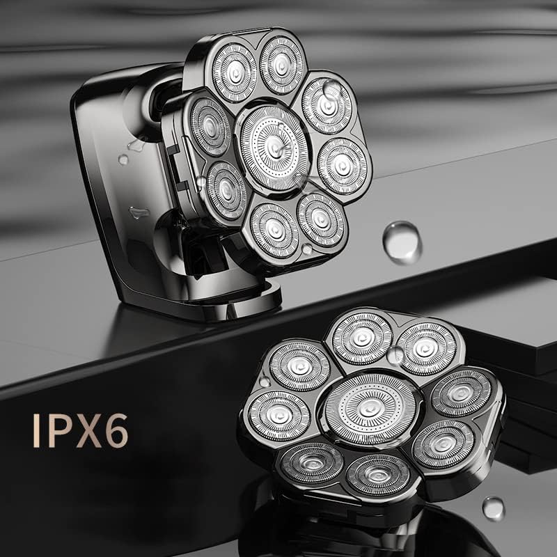 Miniatura 8 de Afeitadora 9D para hombres con cabeza flotante calva, afeitadora eléctrica 6 en 1 con recortadora de narizcuerpo, pantalla LED húmedaseca, kit de