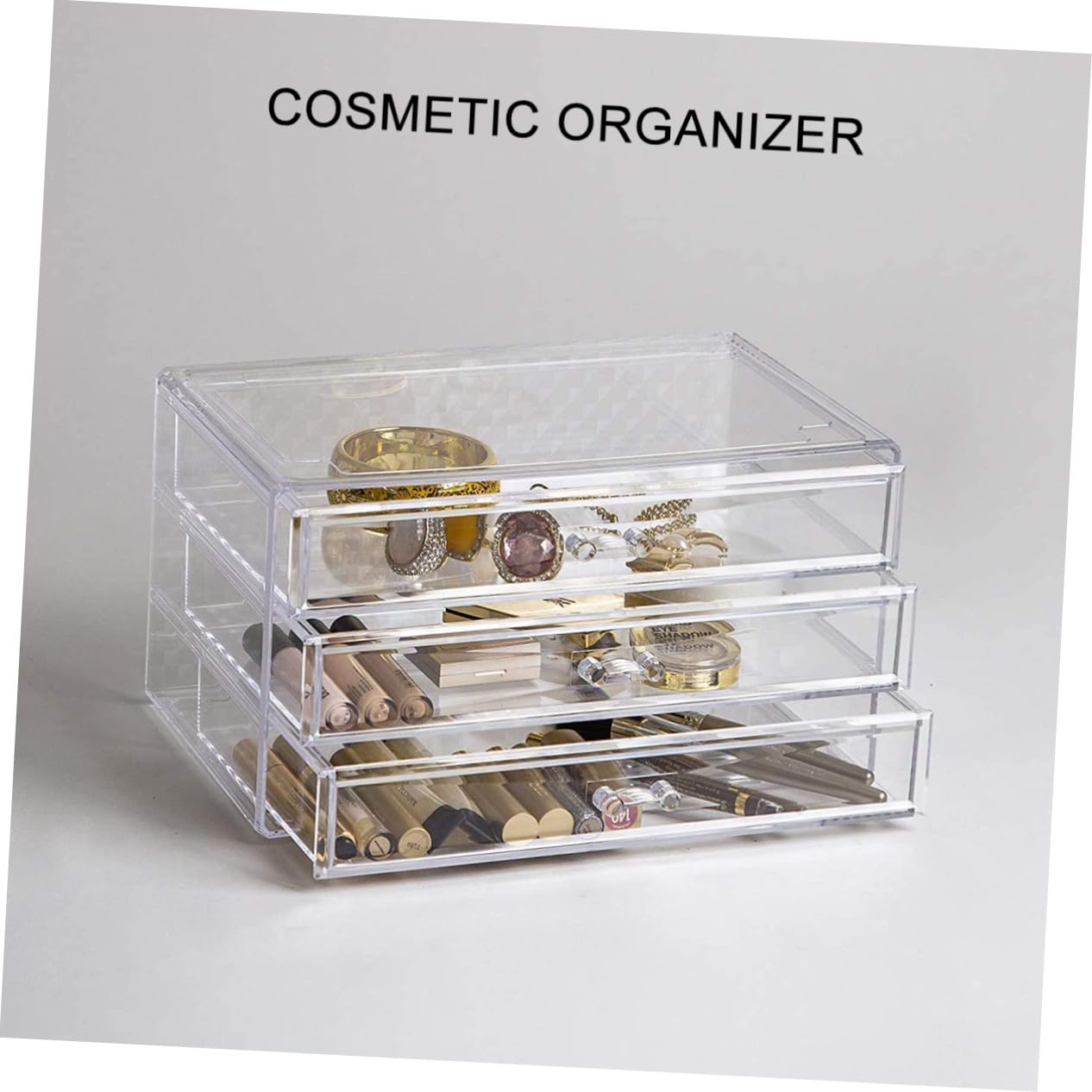 Hemobllo Caja de Almacenamiento Cajón de Acrílico para Cosméticos Organizador de Escritorio para Maquillaje Organizador de Mesa de Tres
