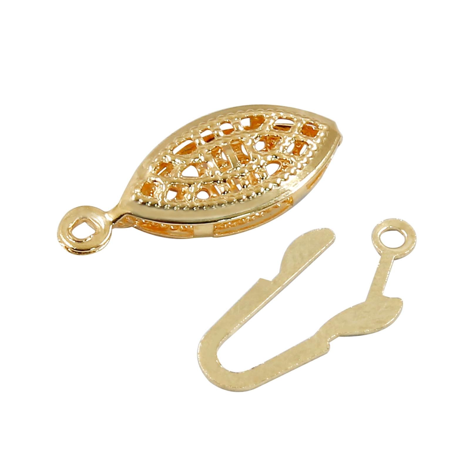 Coufce 40pcs Gold Pearl Necklace Clasps, Fish Hook & Oval Slide Clasps