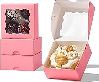 Vista 12 de RomanticBaking 3 ¼" x 3 ¼" x 1 ½" 50PCS Cajas de Trufas de Chocolate para 4, Cajas de Galletas Cajas de Panadería Mini con Ventana para Brownie