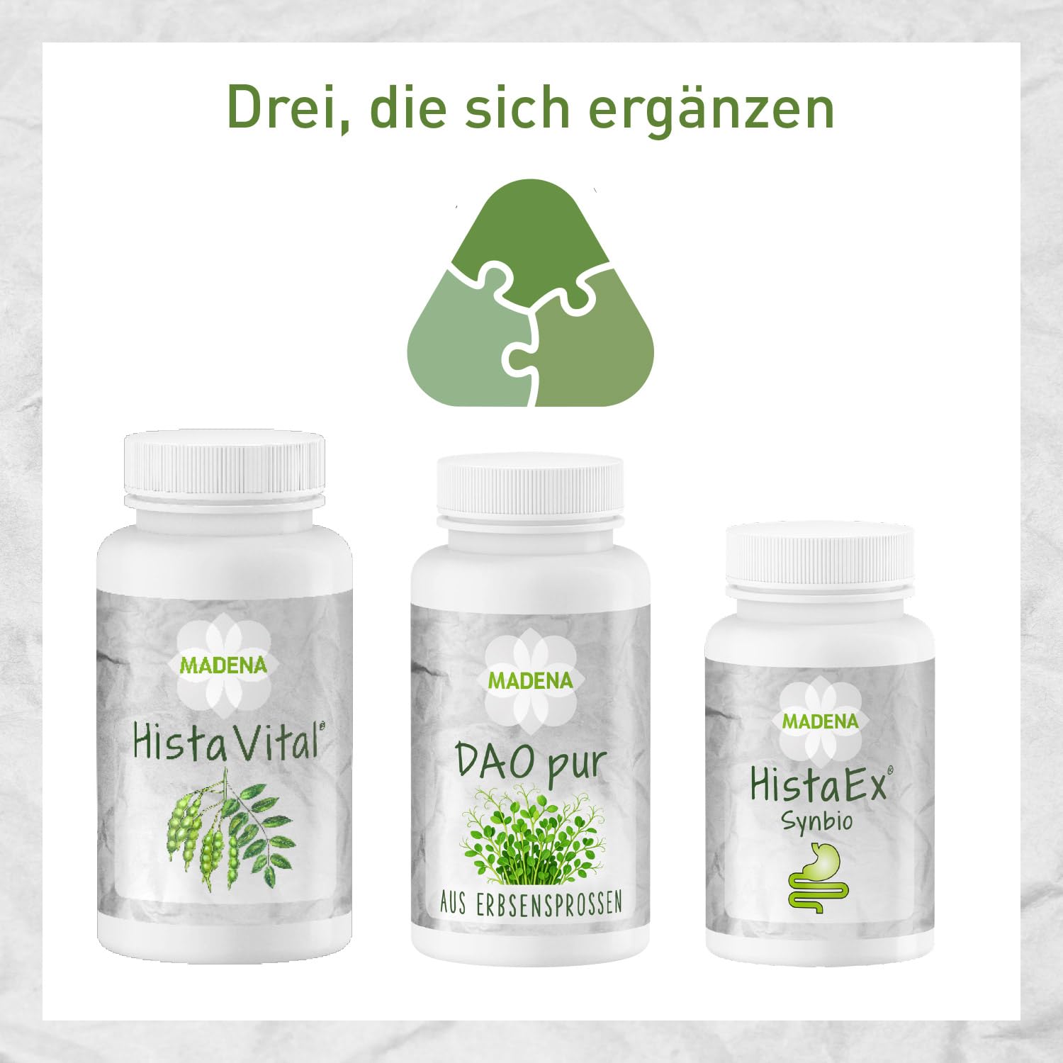 MADENA HistaEx Synbio – Milchsäurebakterien und Bifidobaktieren bei Histaminintoleranz und Fruktoseintoleranz – 60 Kapseln + 2 lösliche Ballaststoffe, Tagesdosierung von 20 Mrd. Keimen