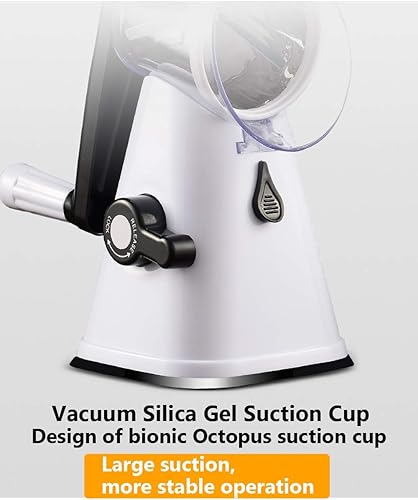 Miniatura 3 de Rallador giratorio de queso para verduras, rallador de cocina con 3 cuchillas de tambor y patata con fuerte base de succión