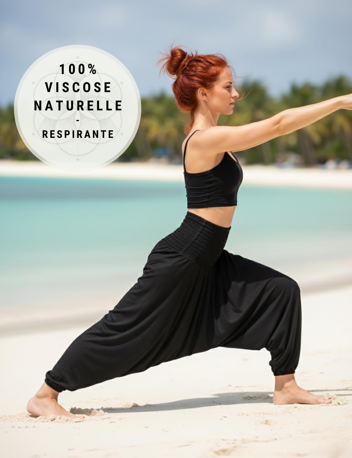 PANASIAM Sarouel Femme 2-en-1 Aussi comme Combinaison – Pantalon Aladin 100% Viscose, Doux & léger – Taille élastique, Coupe Ample – Unisexe, idéal pour Le Yoga, Les Loisirs & Le Voyage