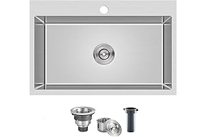 MENATT 28 Inch Drop-in Stainless Steel Single Bowl Kitchen Sink