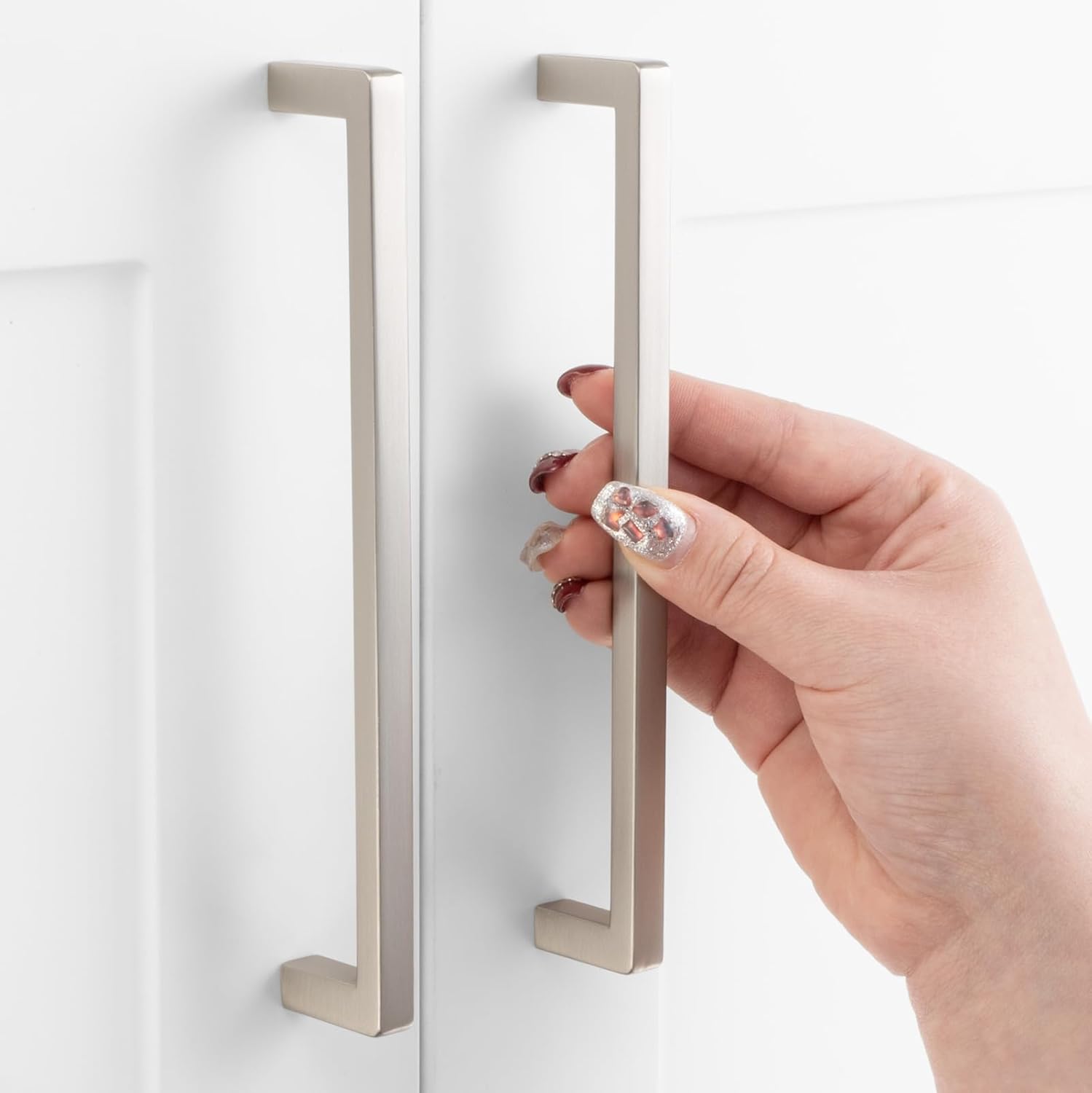 Pack of 30, 6-1/4 Inch Hole Centers, Brushed Nickel Square Bar Kitchen Cabinet Pull Handle ZP2401 | Solid Hardware for Drawer, Dresser, Bathroom, Vanity, Furniture Door, Cupboard, Bedroom, 6.3" 6-1/4" Hole Centers-30 Pcs Modern Brushed Nickel