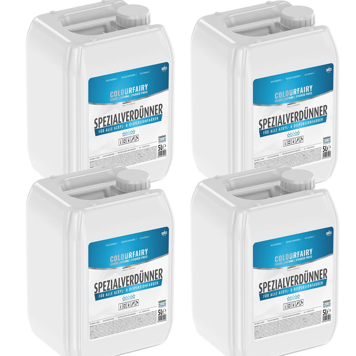 Colourfairy Spezialverdünner 20l (4 x 5l) Biologisch einwandfreies Verdünnungsmittel auf Acrylatbasis Innen Außen