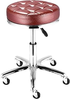 Bar Stool Rolling Stool Swivel Chair for Office Salon Tattoo Kitchen Massage Work, Adjustable Height Stool with Wheels (Color : Blue) Marriage (Earth Color)