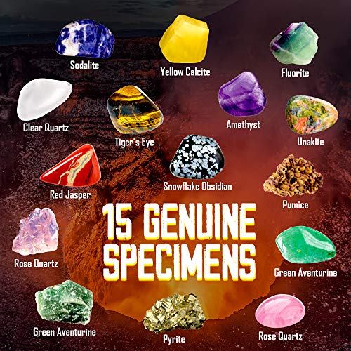 Image of Piano Potato Rocks Collection 15 Gems Kit with ID Sheet, Geology for Kids
