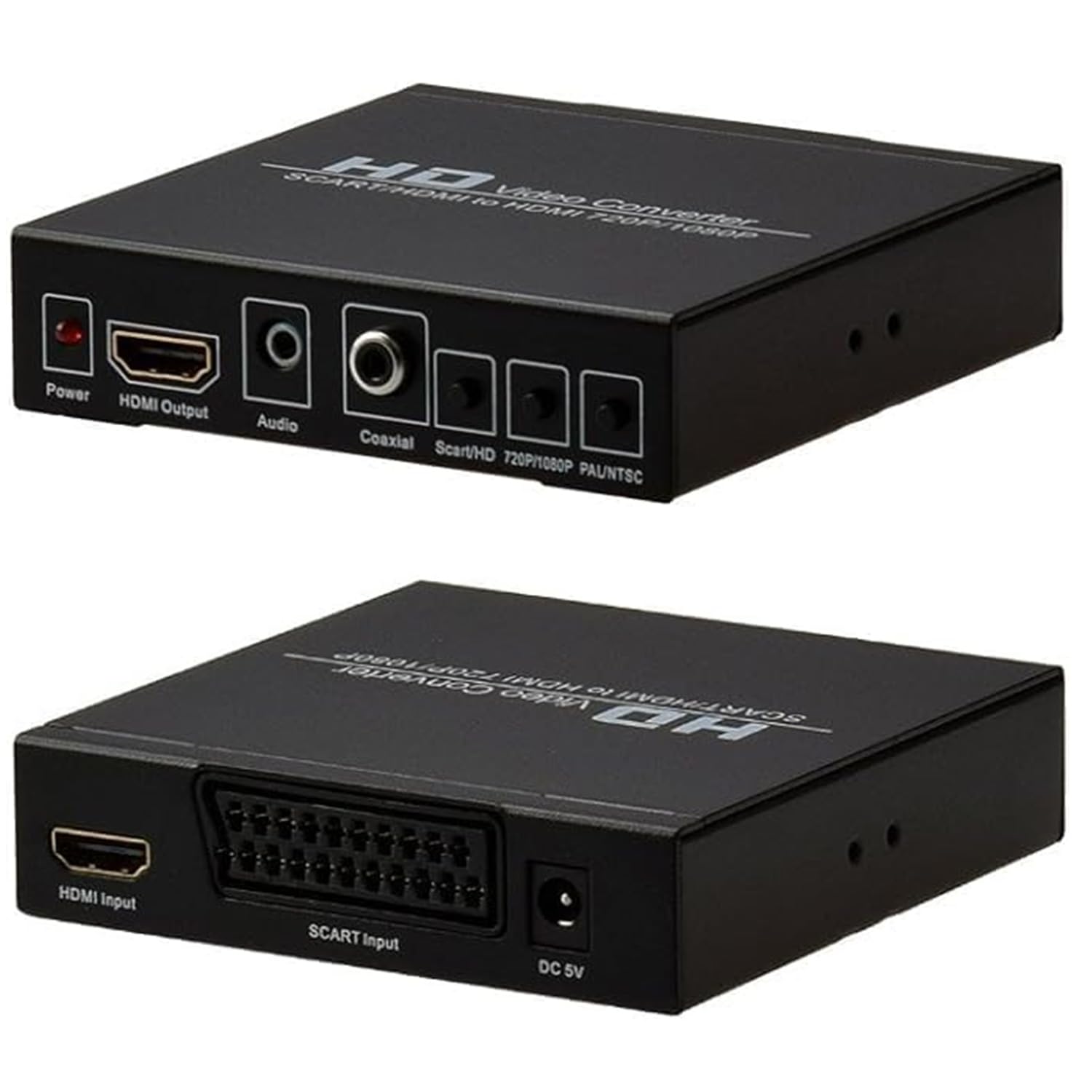 Mcbazel Convertidor SCART y HDMI a HDMI, 720P/1080P Compatible con PAL/NTSC/SECAM, Audio Digital Coaxial o Estéreo para DVD/Decodificador/Reproductor HD/Consolas (PS2/PS3PSP/Wii/Xbox360)