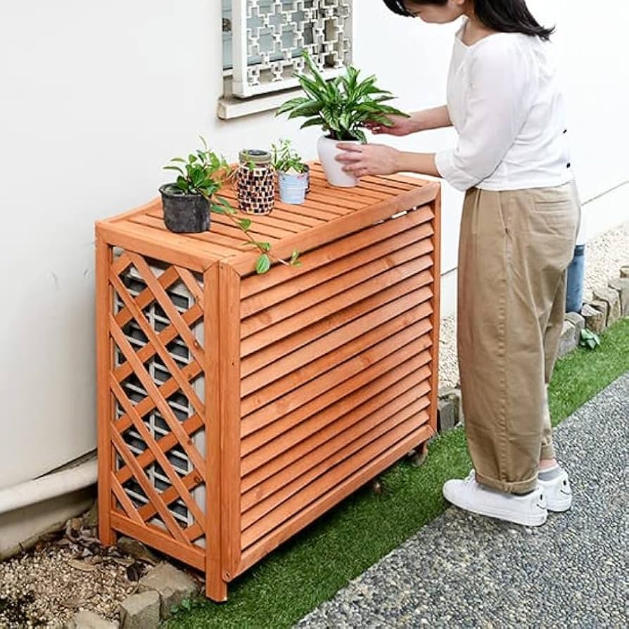 エアコン室外機カバー木製おしゃれ【在庫残り僅か】 楽天市場】室外機カバー 木製 おしゃれ 通常/上棚付き ACGN-01