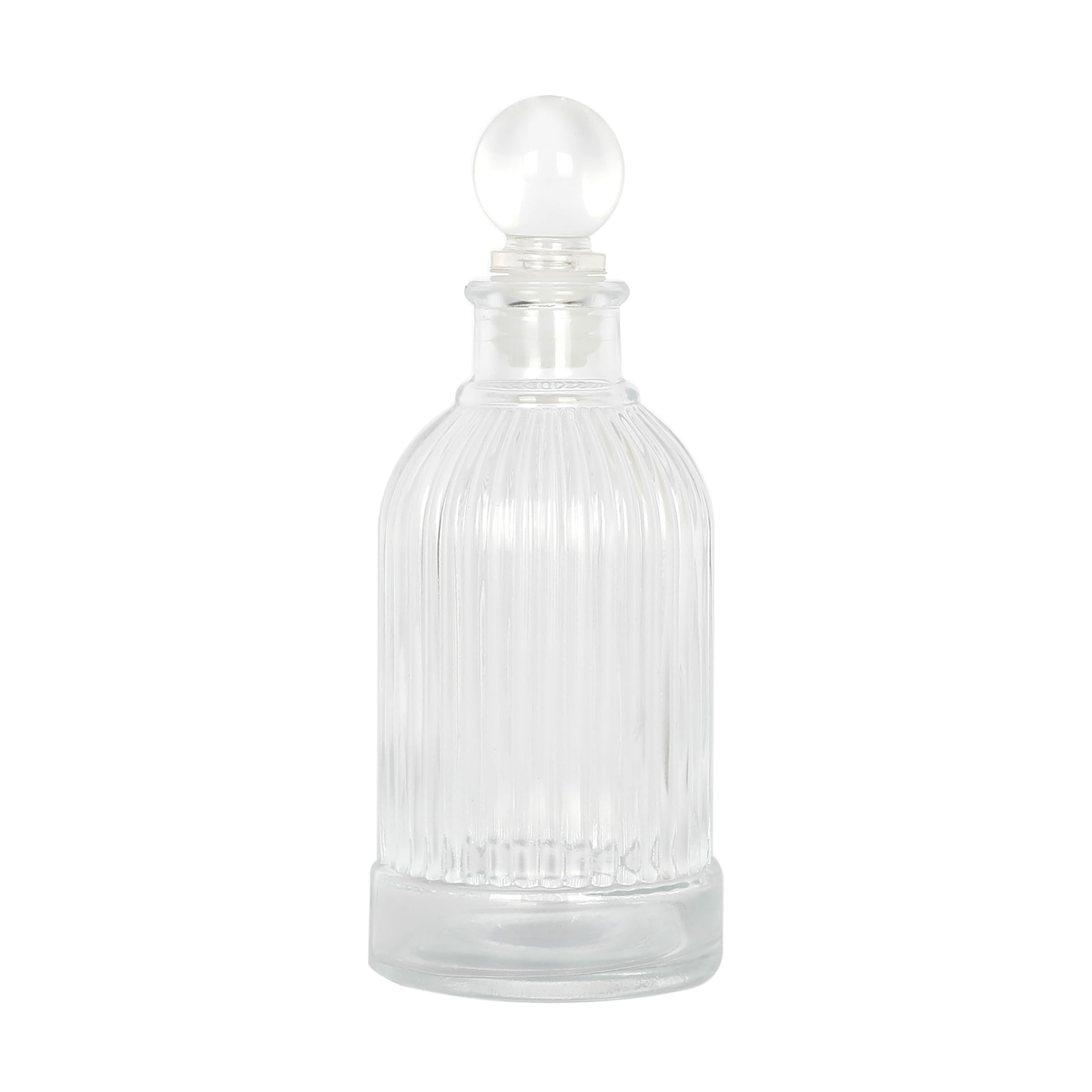 Magic Season Decorative Glass Bottle - 7 fl oz. Vertical Stripes Round Bottle (1 Set w/Glass Stopper)