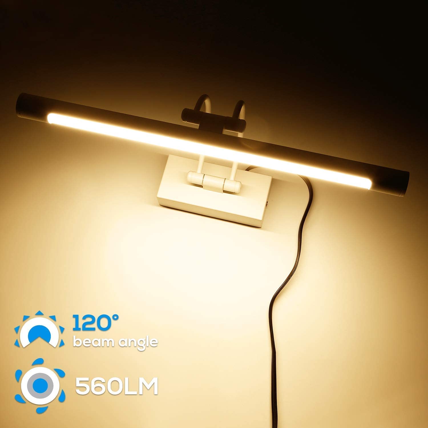 Lampada LED Quadri Quadri Lampade Lavoro Interamente in Metallo fari orientabili 8W Plug-n-Play e Cablaggio Rigido 3000K Bianco Caldo CRI90+ Illuminazione Artistica 560lm Bianco