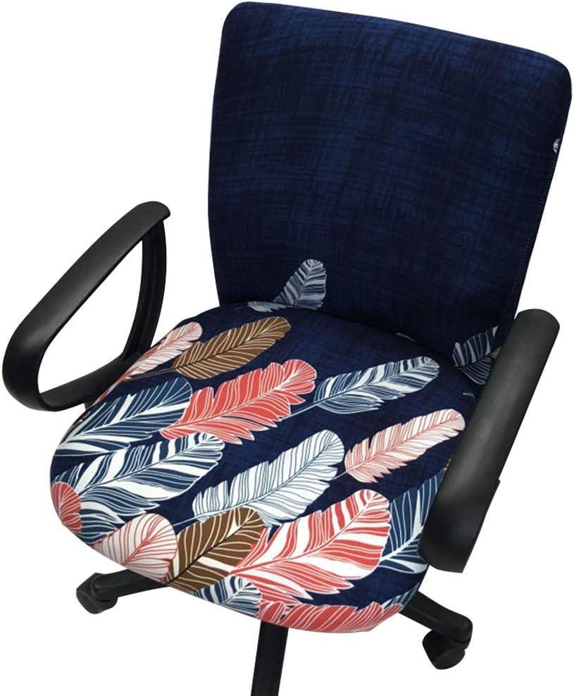 Echaprey One-Piece Stretchy Washable Rotating Swivel Computer Office Chair Covers Removable Dining Chair Covers (Pattern 4)