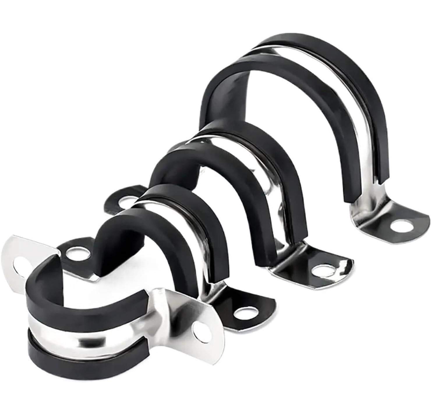 5 pezzi di fascetta stringicavo in acciaio inossidabile for impieghi gravosi con cuscinetto in gomma - fascetta for tubi isolata for montaggio su condotti da 6-200 mm(M120)