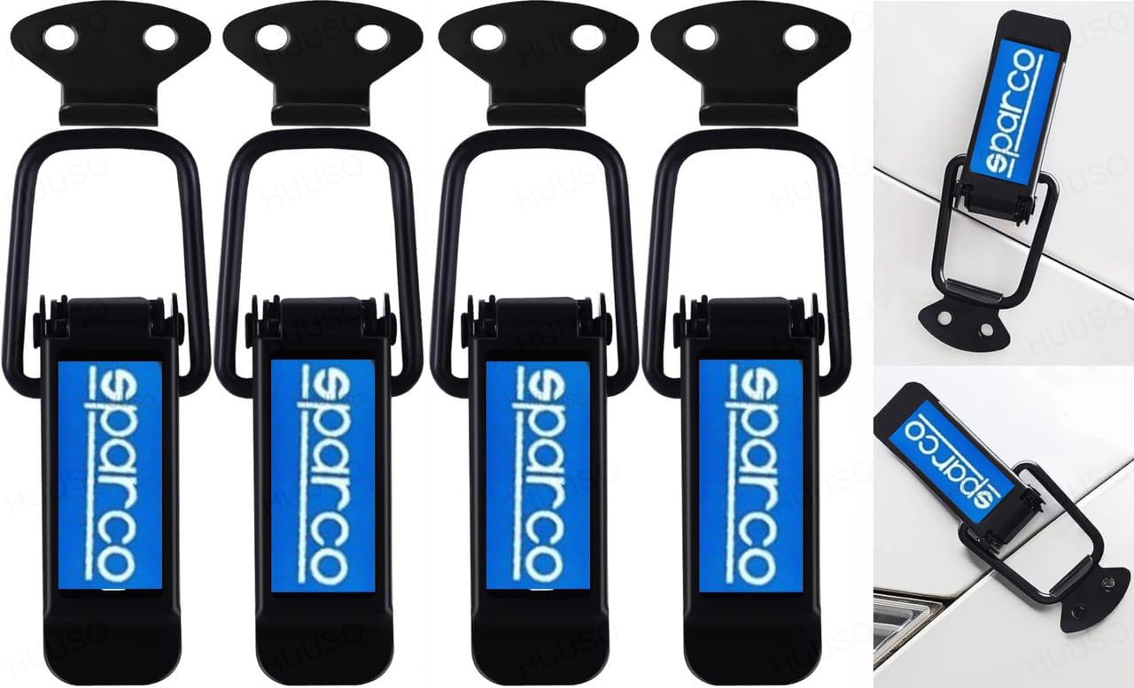 Car Bumper Security Hook Lock Clips Kit SPARCO Style – Quick Release Fasteners for Bumper Fender Trunk and Hatch Lid – Universal Fit Car Accessories (4 Pieces)-image-4