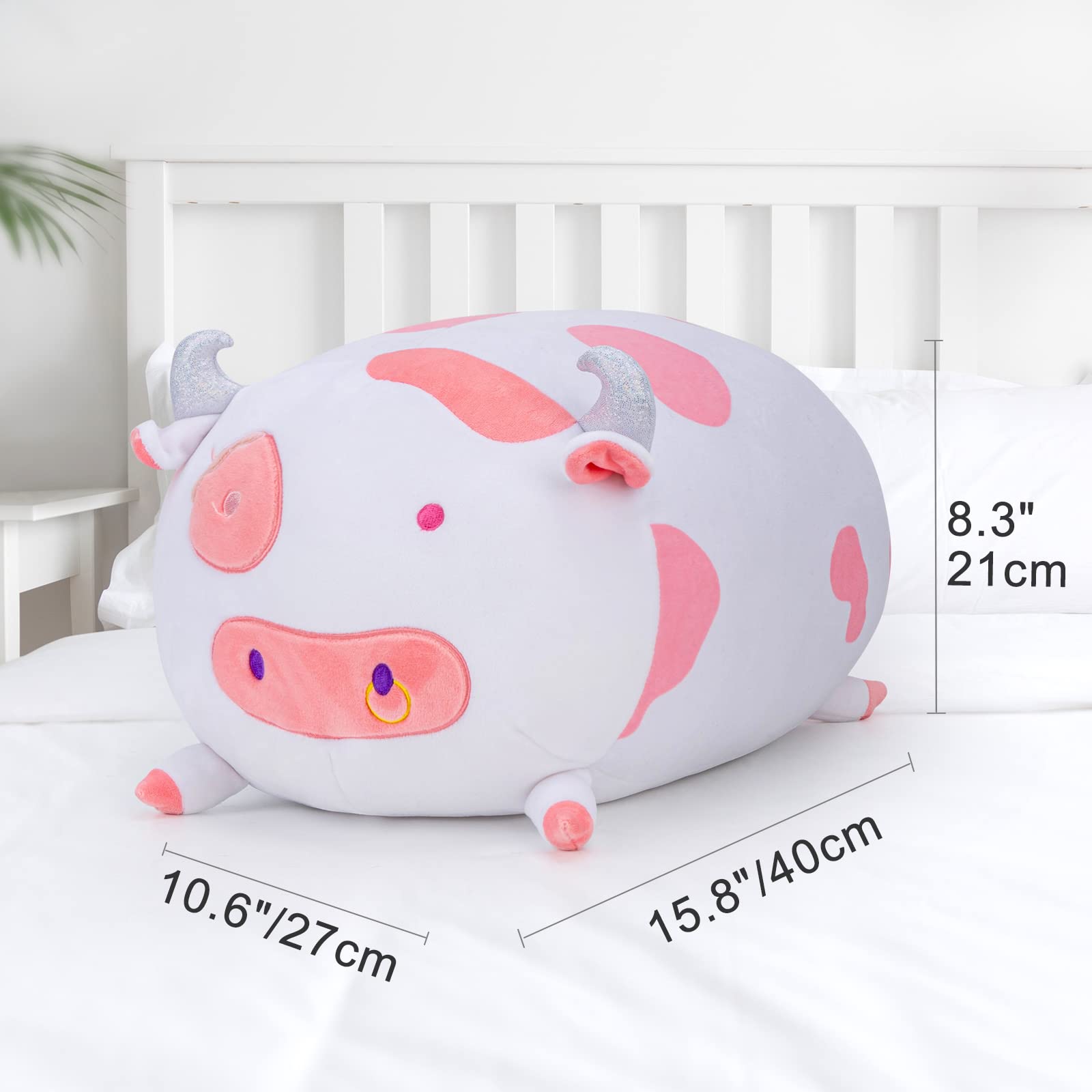 Mewaii Cuscino di Peluche Stitch 40CM Kawaii Giocattolo Abbraccio Giocattoli Mucche Animali di Peluche Bambola Morbido Natale Compleanno Regalo per Bambini Ragazze Ragazzi Amici
