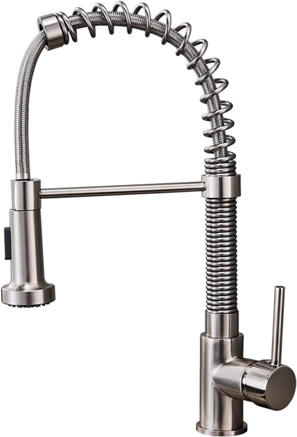 Black/Nickle Spring Kitchen Sink Faucet Sprayer Stream Spout Pull Down