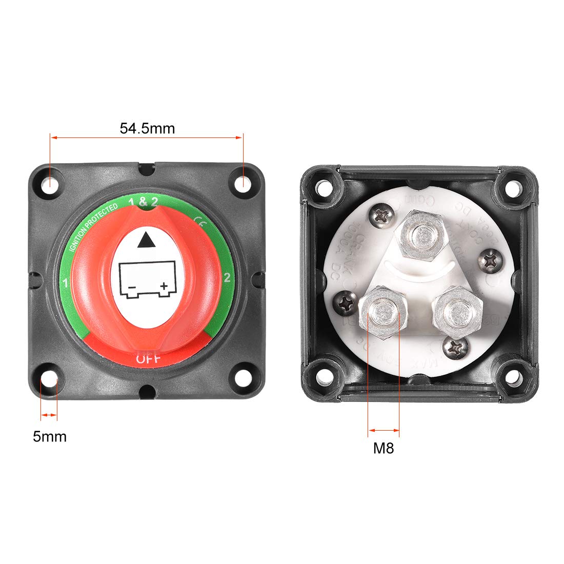 uxcell DC 12-24V ON/OFF/ON Rotary Battery Disconnect Switch Cut/Off Battery Power Switch 300 Amp for Ship Boat RV Truck with Screw