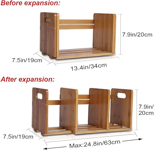 Miniatura 2 de Estantería de escritorio expandible, estantería de escritorio de bambú, mini estantería organizadora de mesa para oficina y hogar