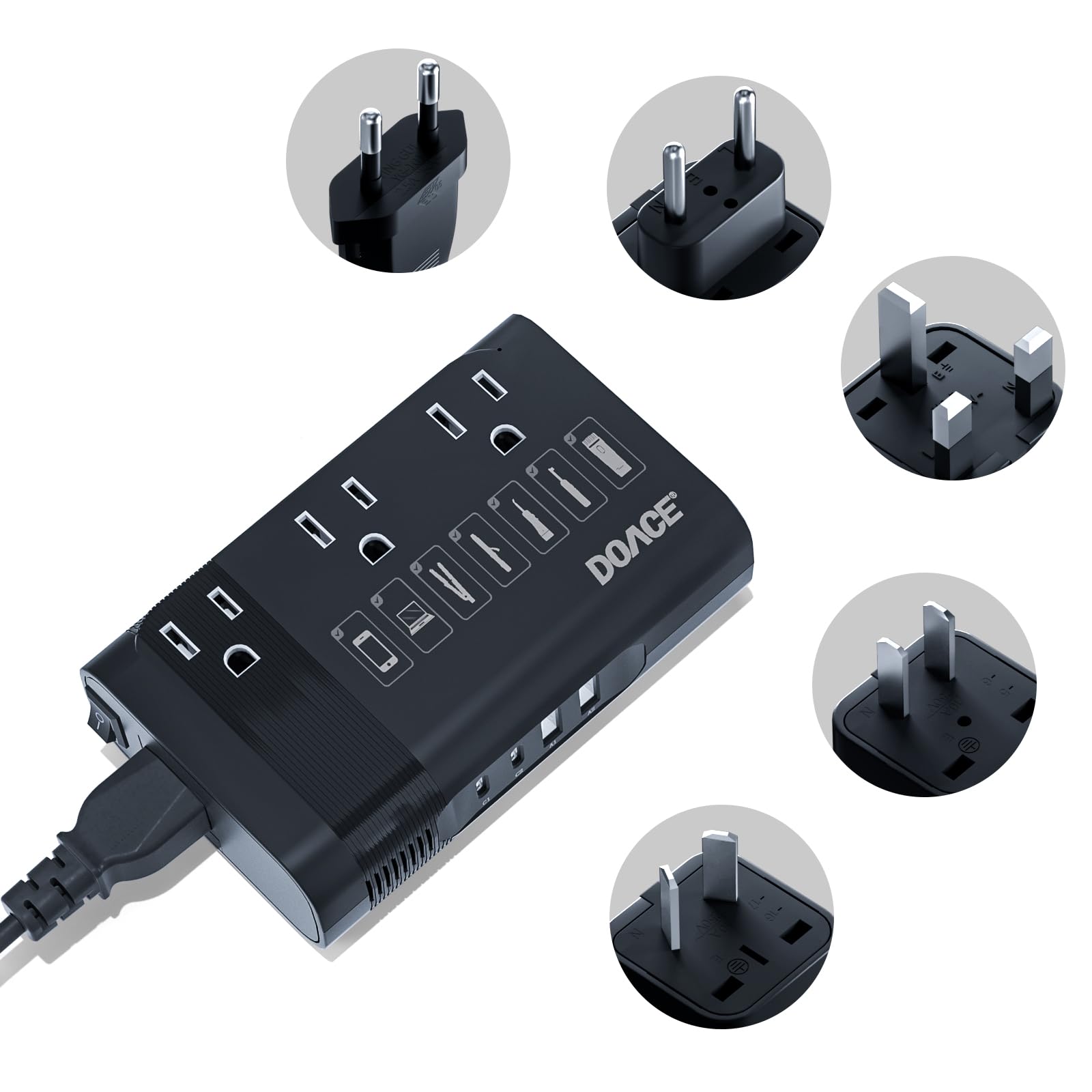 DOACE 350W 電圧コンバーター、220Vから110V Ai コンバーターと50Hzから60Hzの変圧器、米国からオーストラリアへの英国複合電源変換アダプターアダプター